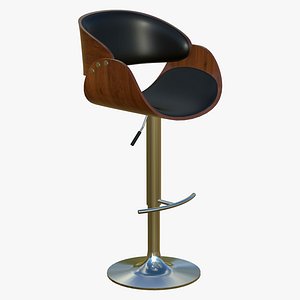 3D model Stool Chair Black Leather