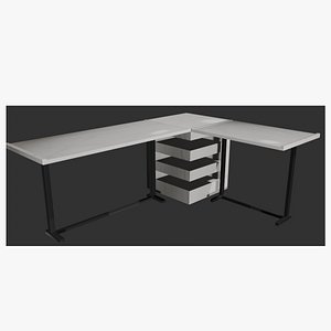 Marble L-Shaped Desk 3D model