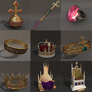 3d model of set royal attributes