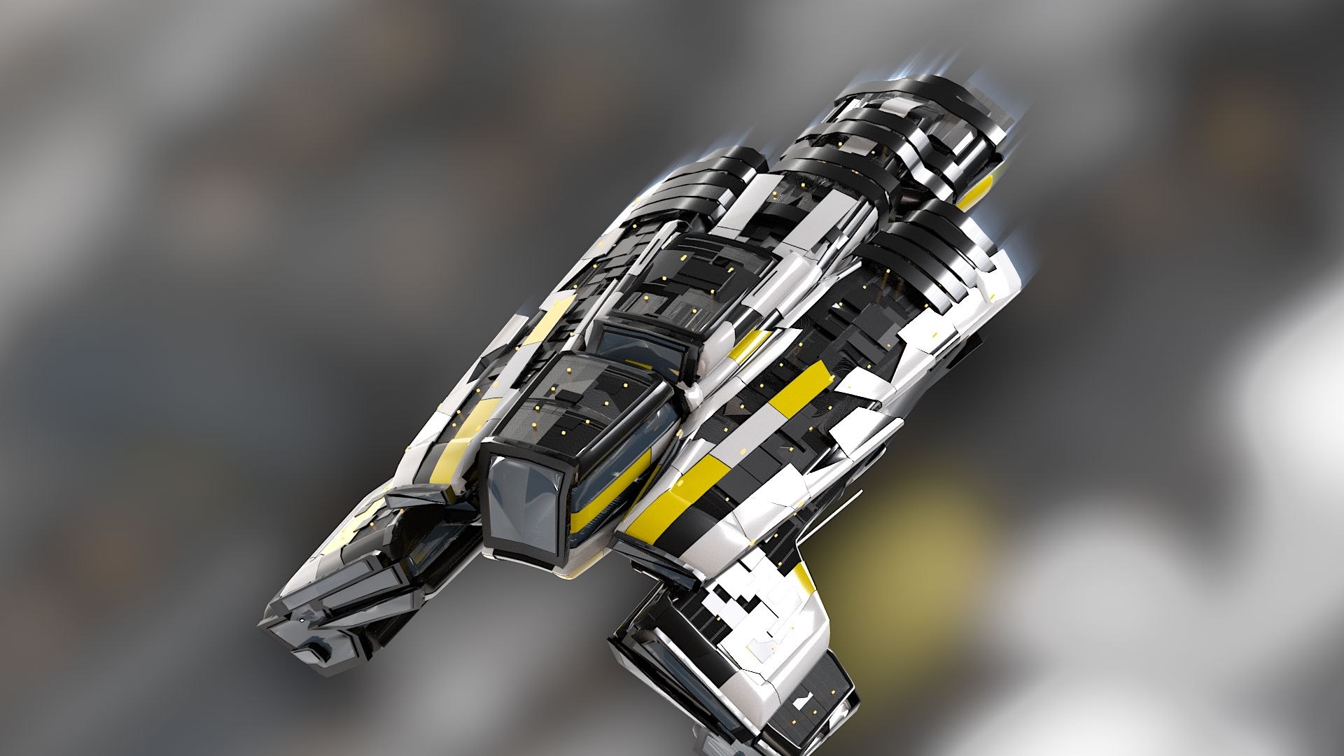 Lowpoly Sci Fi Spaceship Space Craft Air Vehicle 03 3D Model ...