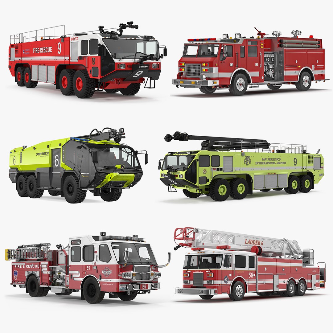 Fire Trucks Collection 5 3D model preview