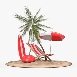 3D Beach Diorama model