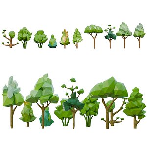 Mobile-Game Stylized Tree Pack 3D model