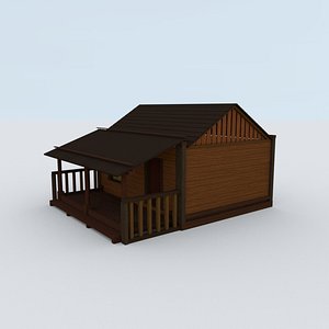 3D small wooden house