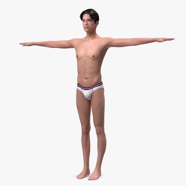 3D Chinese Man Underwear T-Pose model