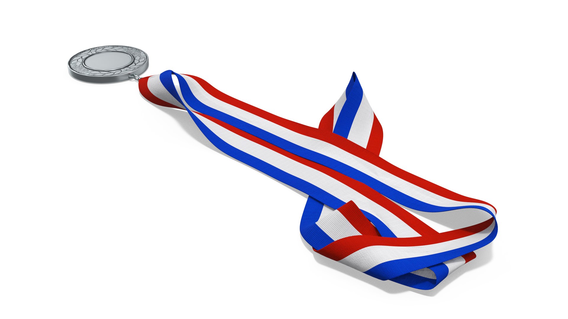 Silver Award Medal with Striped Ribbon 3D model preview