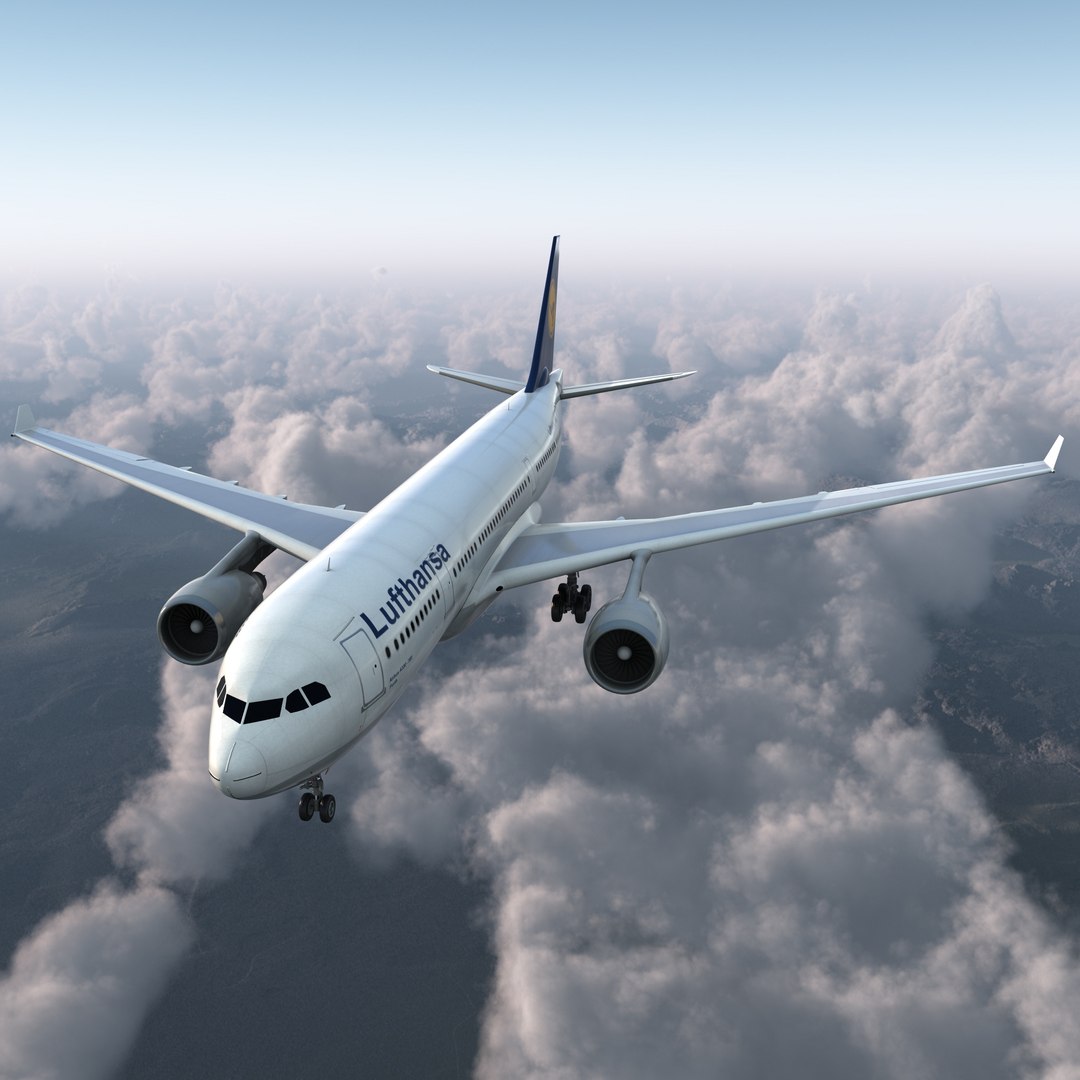 Jet Airliner Airbus A330-200 Lufthansa 3D model preview