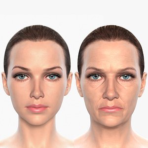 Morphing Young Elder Woman Heads Female