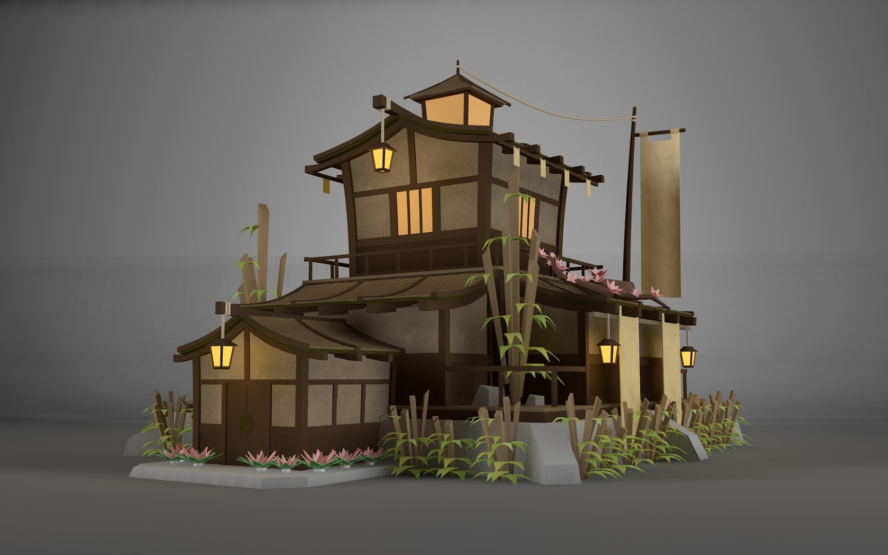 3D Samurai House https://p.turbosquid.com/ts-thumb/DR/qcT4WH/O8/preview5/jpg/1680724704/1920x1080/fit_q87/0850a21632ce155bca21f74911a88bfe0c239ab3/preview5.jpg
