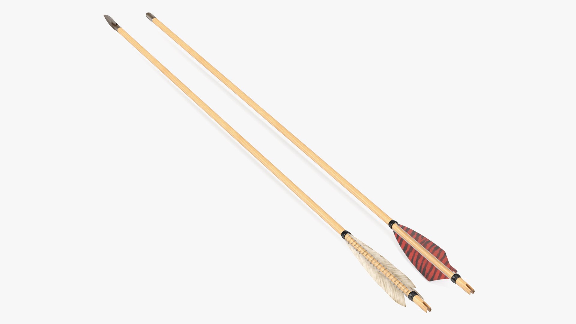 Wooden Bow Arrows Set 3D model preview
