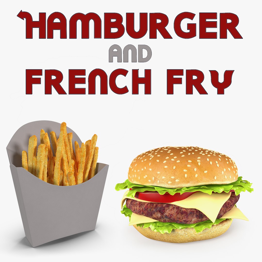 Hamburger and French Fry 3D Models 3D model preview