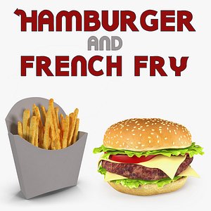 Hamburger and French Fry 3D Models