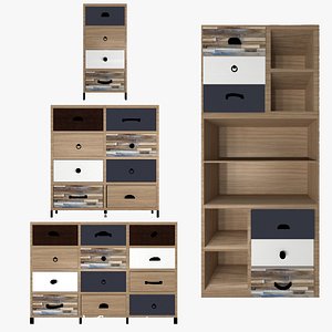 3D model wooden shelfs and roof