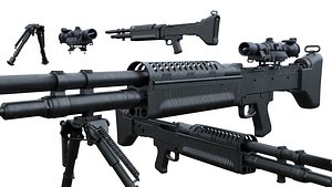 Tactical Sniper Rifle  Modular Components Game Ready PBR