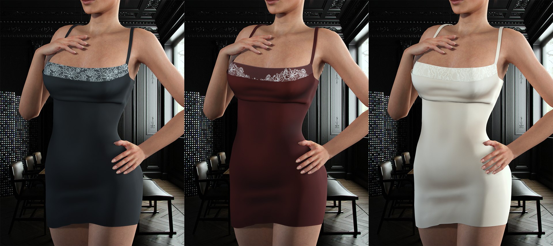 3D Cocktail dress with lace - 3 colors model https://p.turbosquid.com/ts-thumb/DS/8zOTCg/oj/00_main_01/png/1623085575/1920x1080/fit_q87/0c88483b0828752a57fb4bcaff989aa228cc74a5/00_main_01.jpg