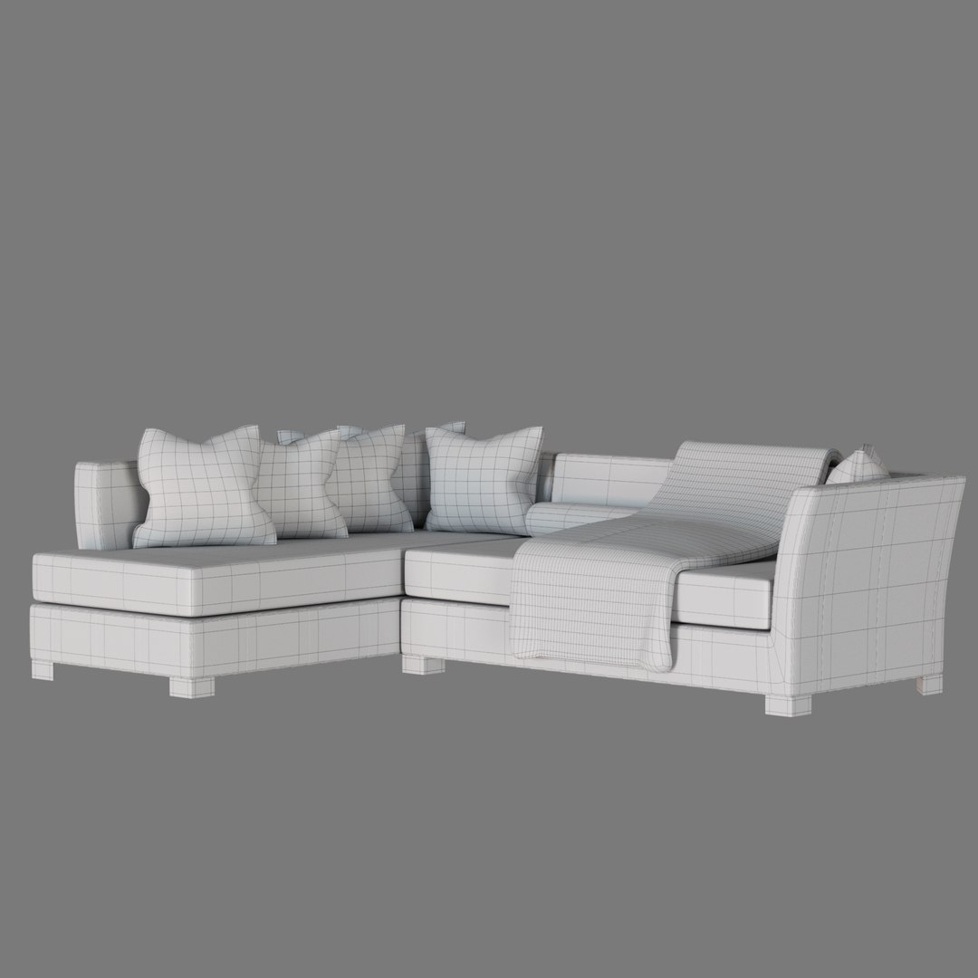 Navy Chaise Sectional Sofa 3D Model TurboSquid 2144350   Renderimagewithwireframes 