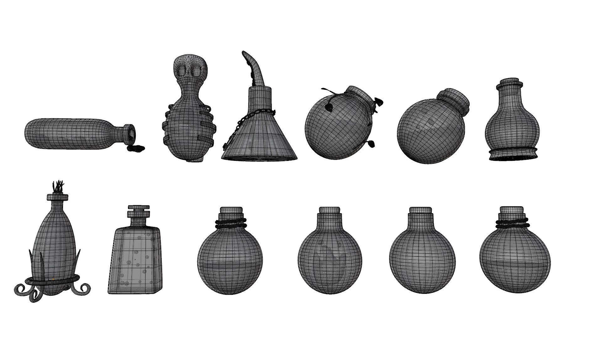 Set Of Flasks Icons 3D Model - TurboSquid 2026524