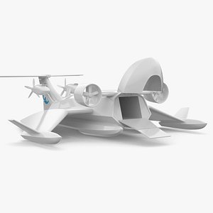 Flying Ship Concept White Color Rigged