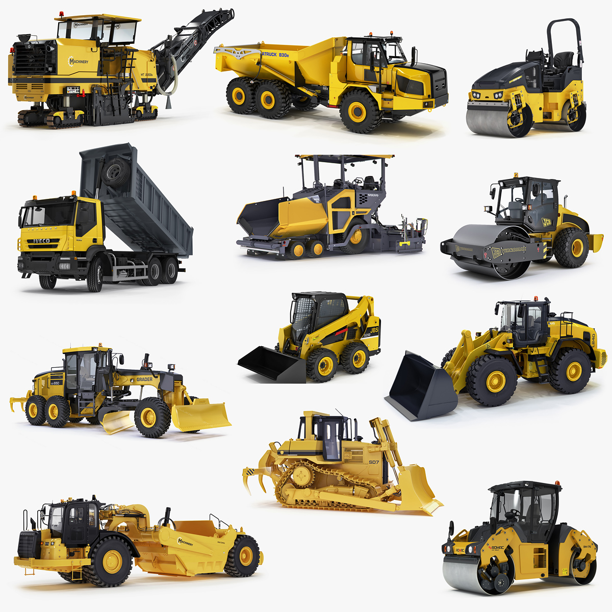 road construction compactor 3d model