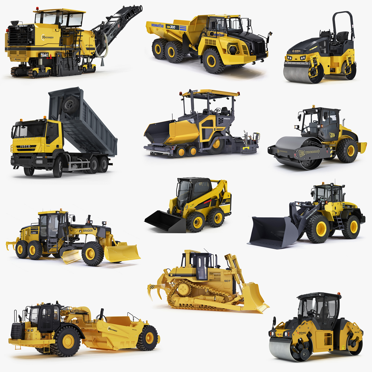 road construction compactor 3d model