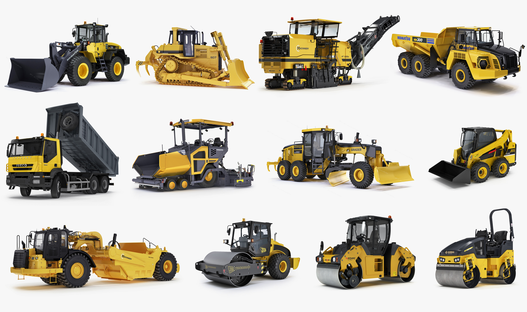 road construction compactor 3d model