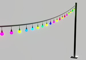 Vintage Lights String PBR 2 3D model