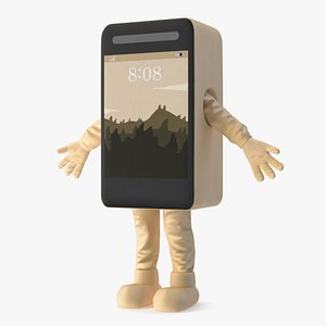 3D Cell Phone Costume Character Golden A-pose