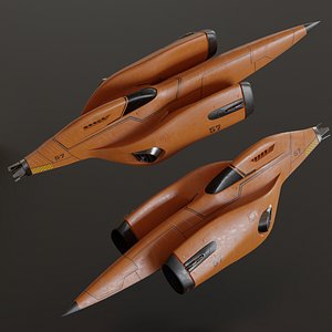 3D Futuristic sci-fi space racer jet