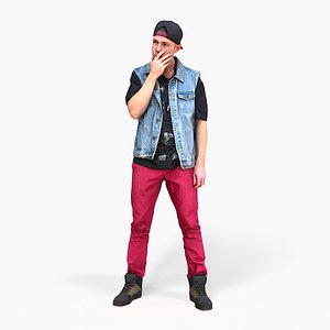 Young Rapper in Red Pants 3D model
