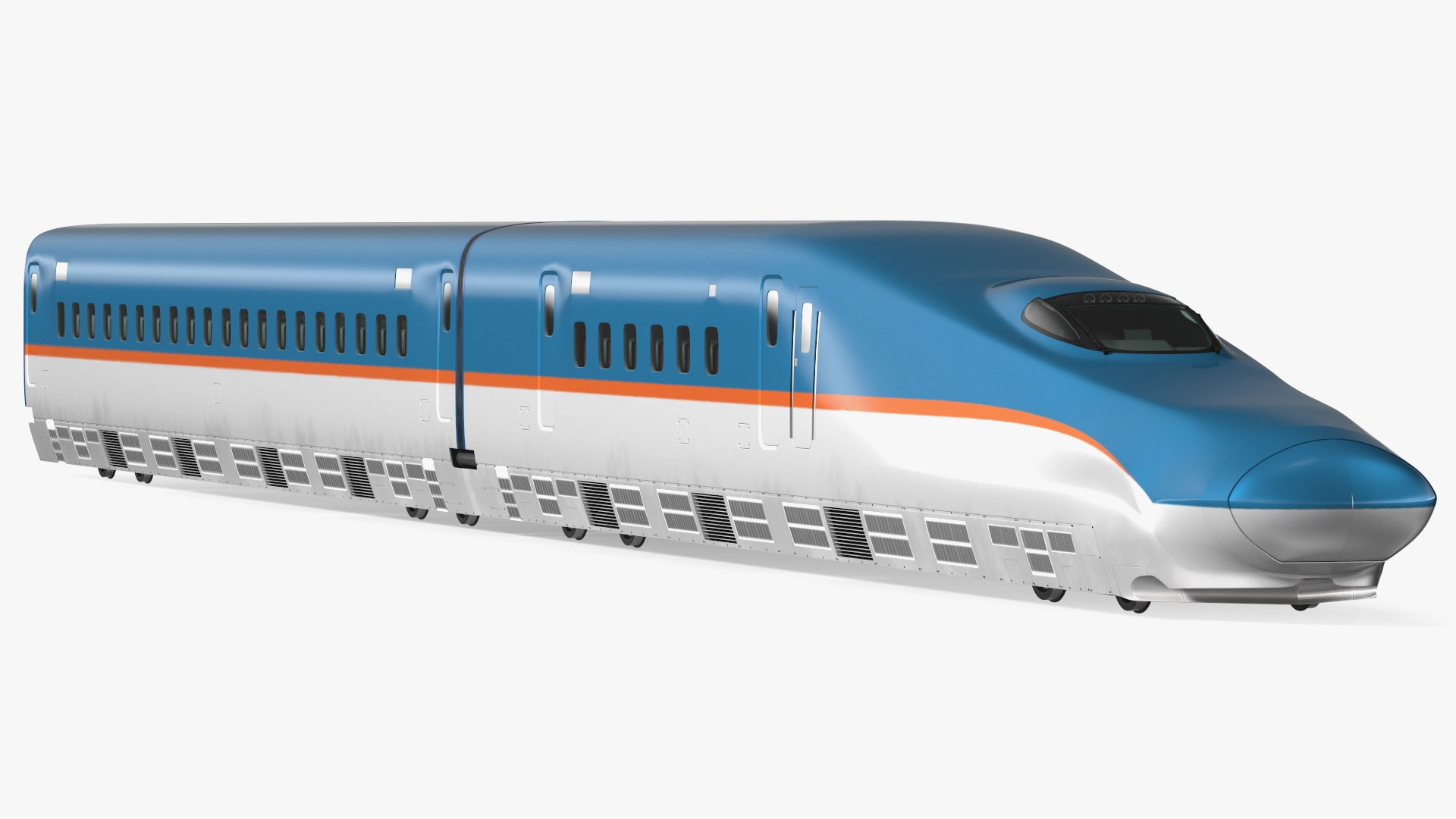 High Speed Train White Blue 3D model preview