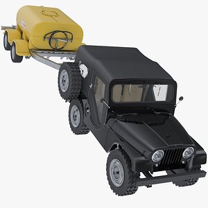 3D Jeep With Water Tank Trailer model