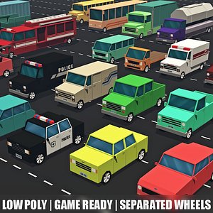 Low poly vehicles - car pack