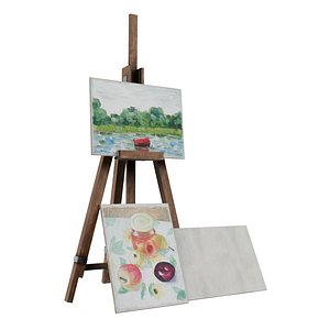 3D Easel with paintings