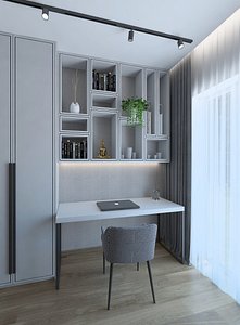 Wonderful study room with a wood panel 3D model