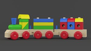 3D Wooden Toy Train model
