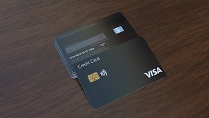 3D Simple Black Credit Card model