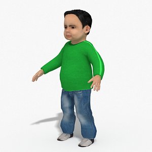 Casual toddler boy child kid Asian Male RIGGED 3D model