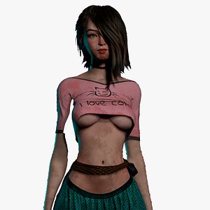 3D Survivor Girl 1 Game Ready Low-poly 3D model
