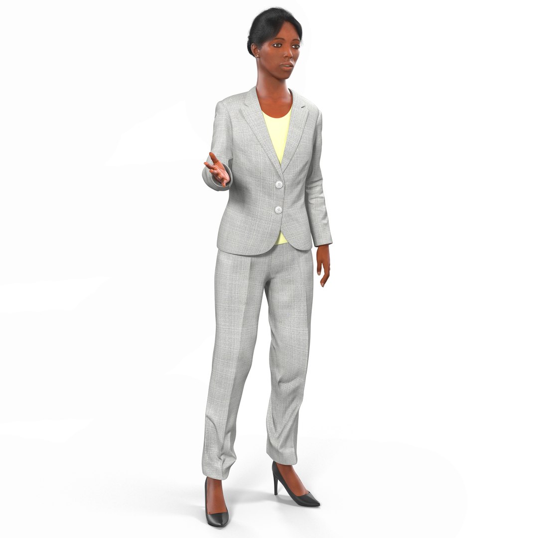 Business Woman African American Rigged 3D Model preview