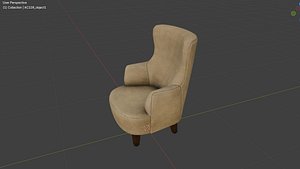 Upholstered Wingback Armchair 3D Model 3D model