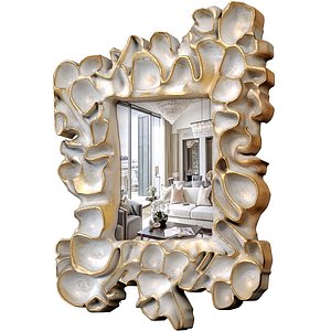 3D Modern designer wall mirror in coral sculptural frame 3D model