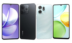 3D model Realme P4 Lite Obsidian Black And Honor Play 60A Lake blue