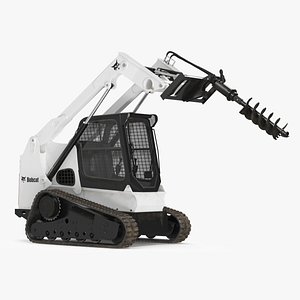 3D Bobcat Track Loader with Auger Rigged model