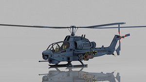 Military Gunship Helicopter With Cockpit