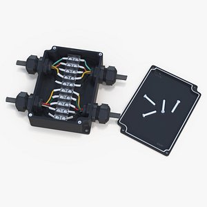3D Black Junction Box with 4 Wires model