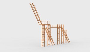 3D Antique Ladder 02 3D model
