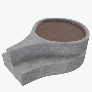 Urban concrete element sitting bench and plant pot 3D
