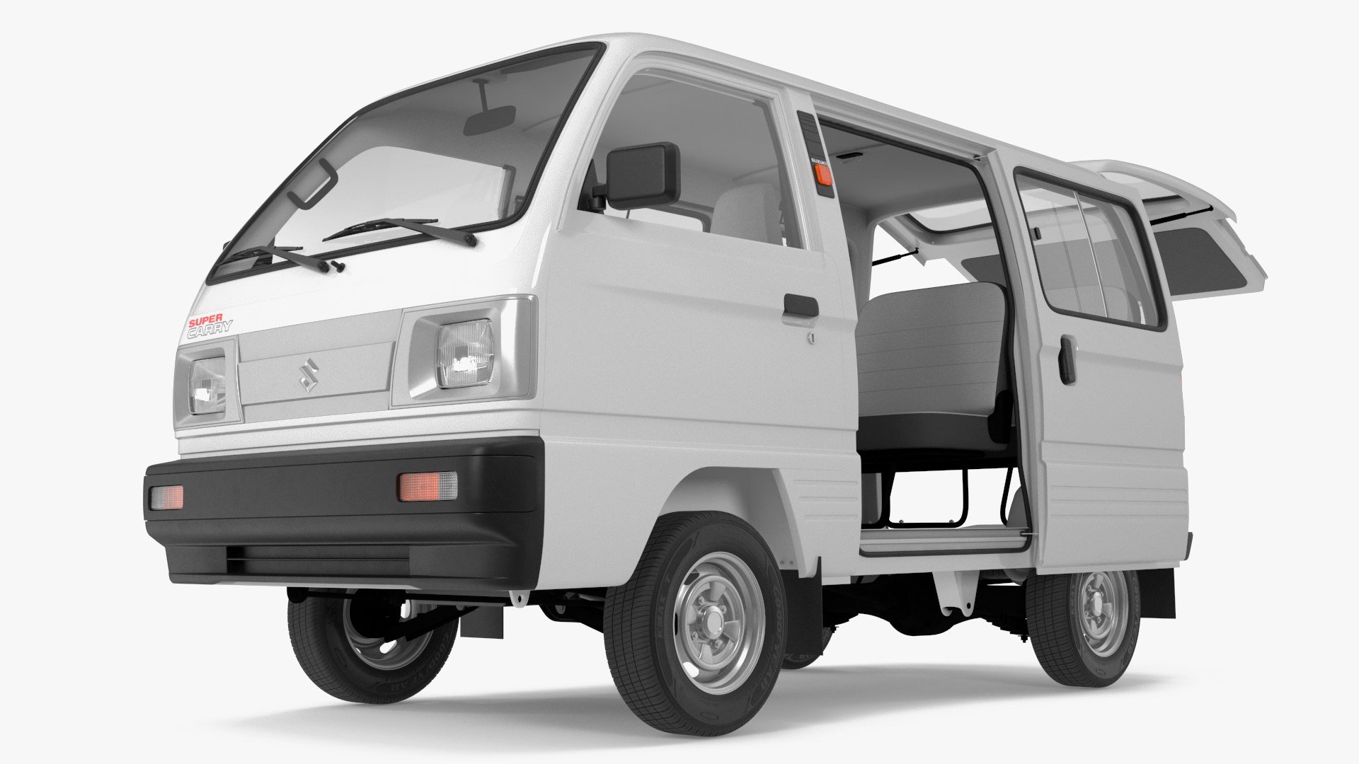 Suzuki Super Carry Passenger Van Rigged 3D model preview