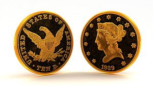 3D Liberty Gold Coin model