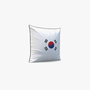 3D South Korea Flag Pillow model